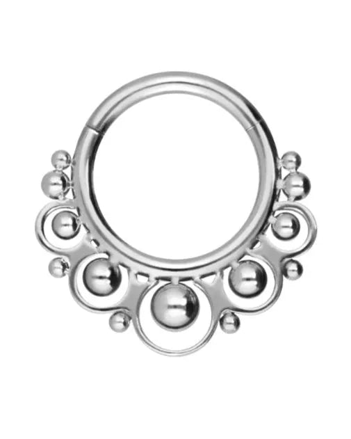 silver daith piercing jewelry with a unique beaded design