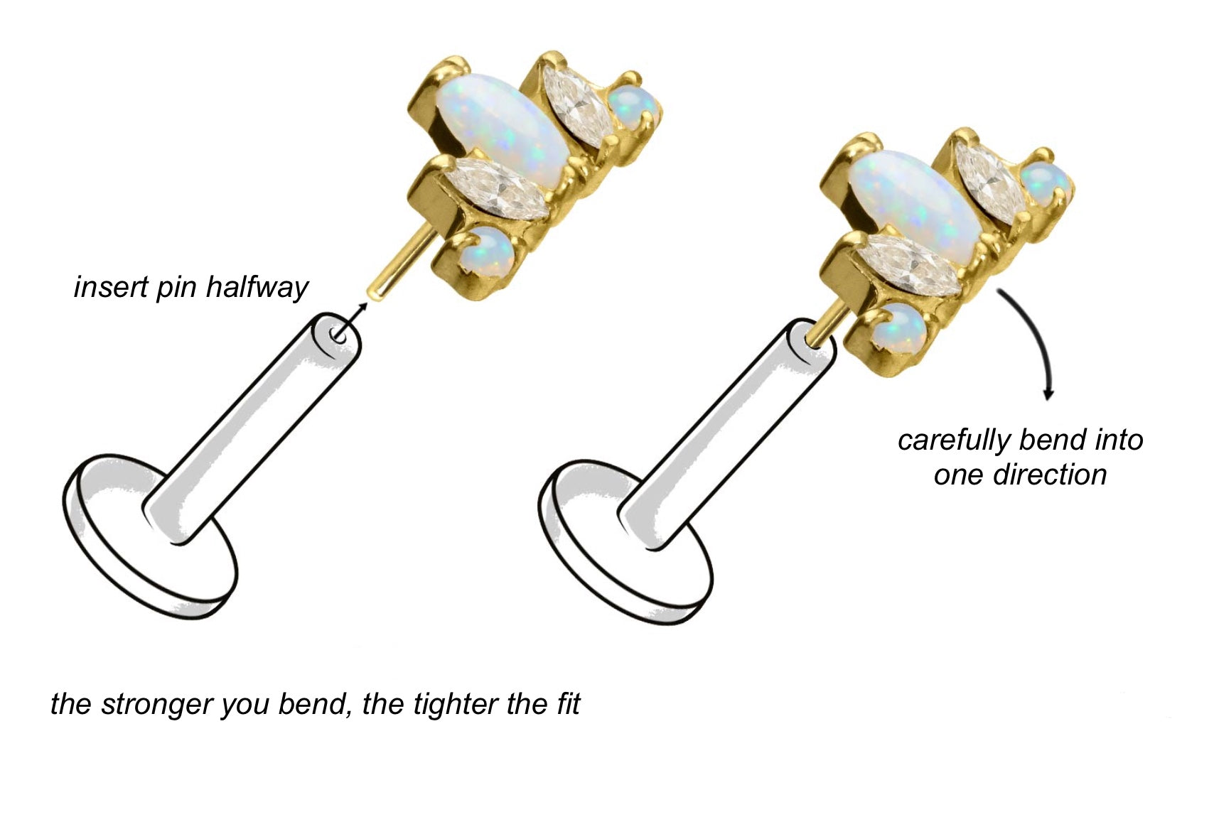 instructions how to insert a flat back earring securely