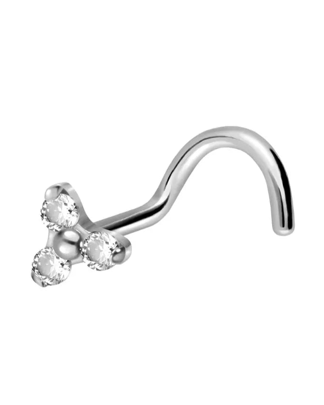 nose ring with a dainty crystal trinity