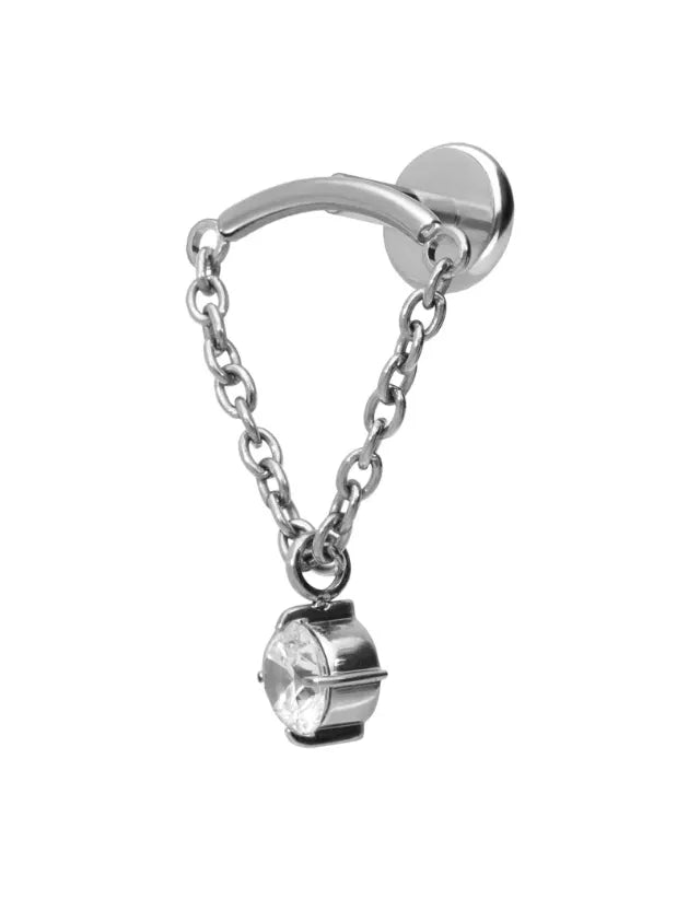 silver hidden helix jewelry with a floating gem