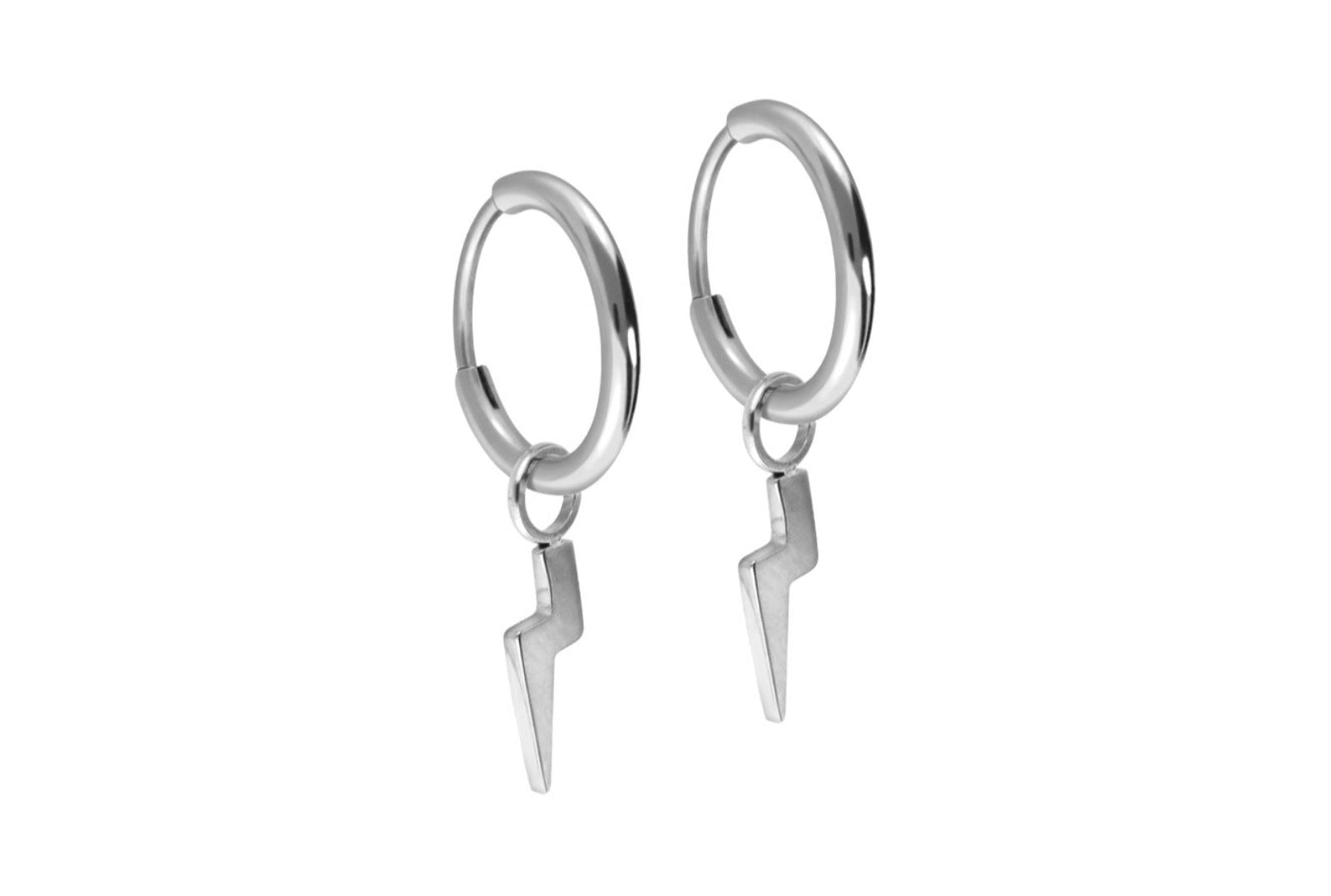 dangle hoop earrings with lightning bolt design