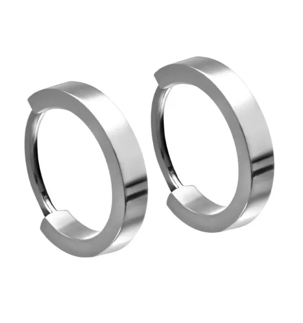 silver hoop earrings with a plain classic design