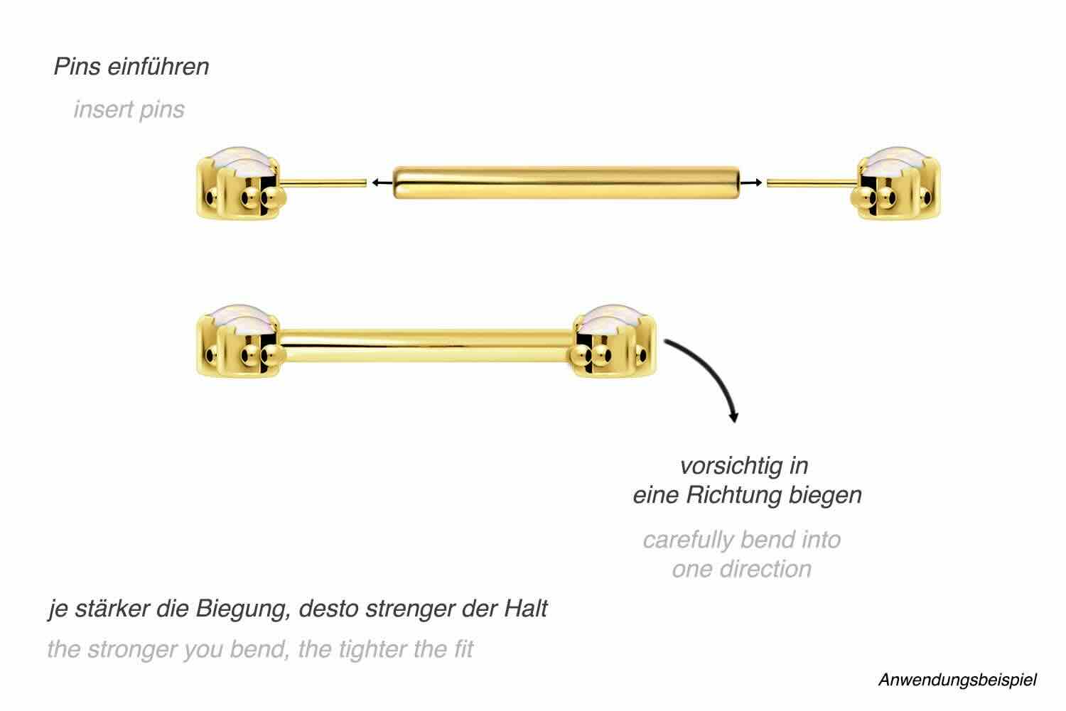 Titanium Push Pin Nipple Barbell - Beaded Opals