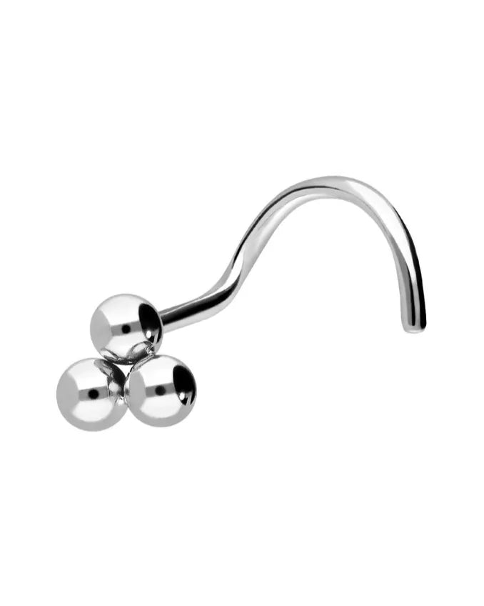 silver nose ring featuring 3 cute balls