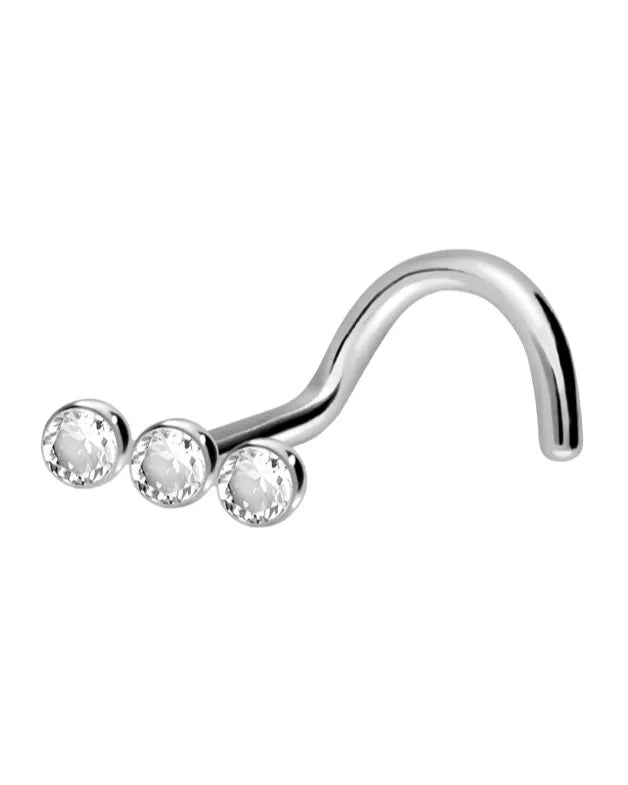 silver nose ring with dainty crystals