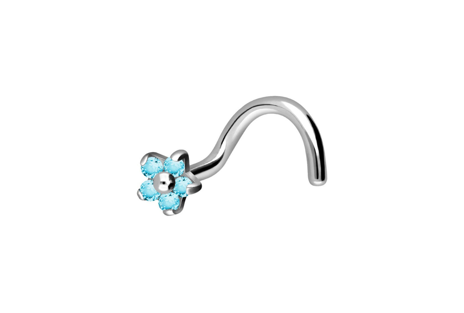 hypoallergenic nose ring with a dainty blue flower