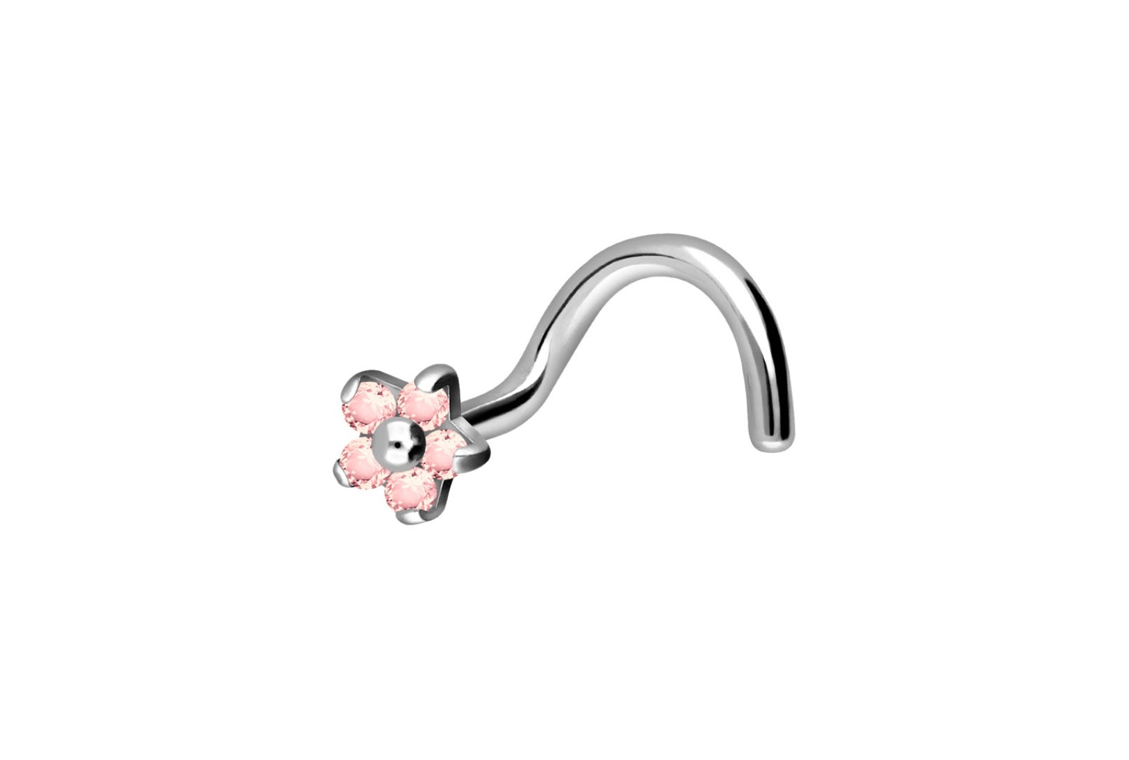 hypoallergenic nose ring with a pink dainty flower