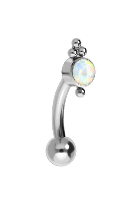silver rook piercing jewelry with a cute opal design