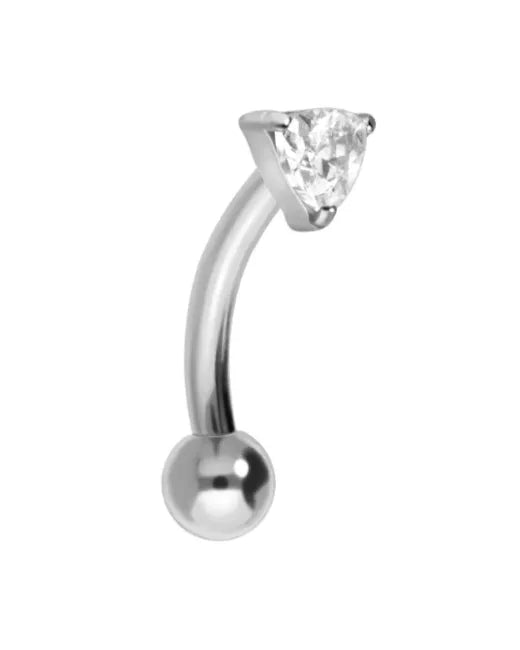 silver rook piercing jewelry with a dainty crystal triangle