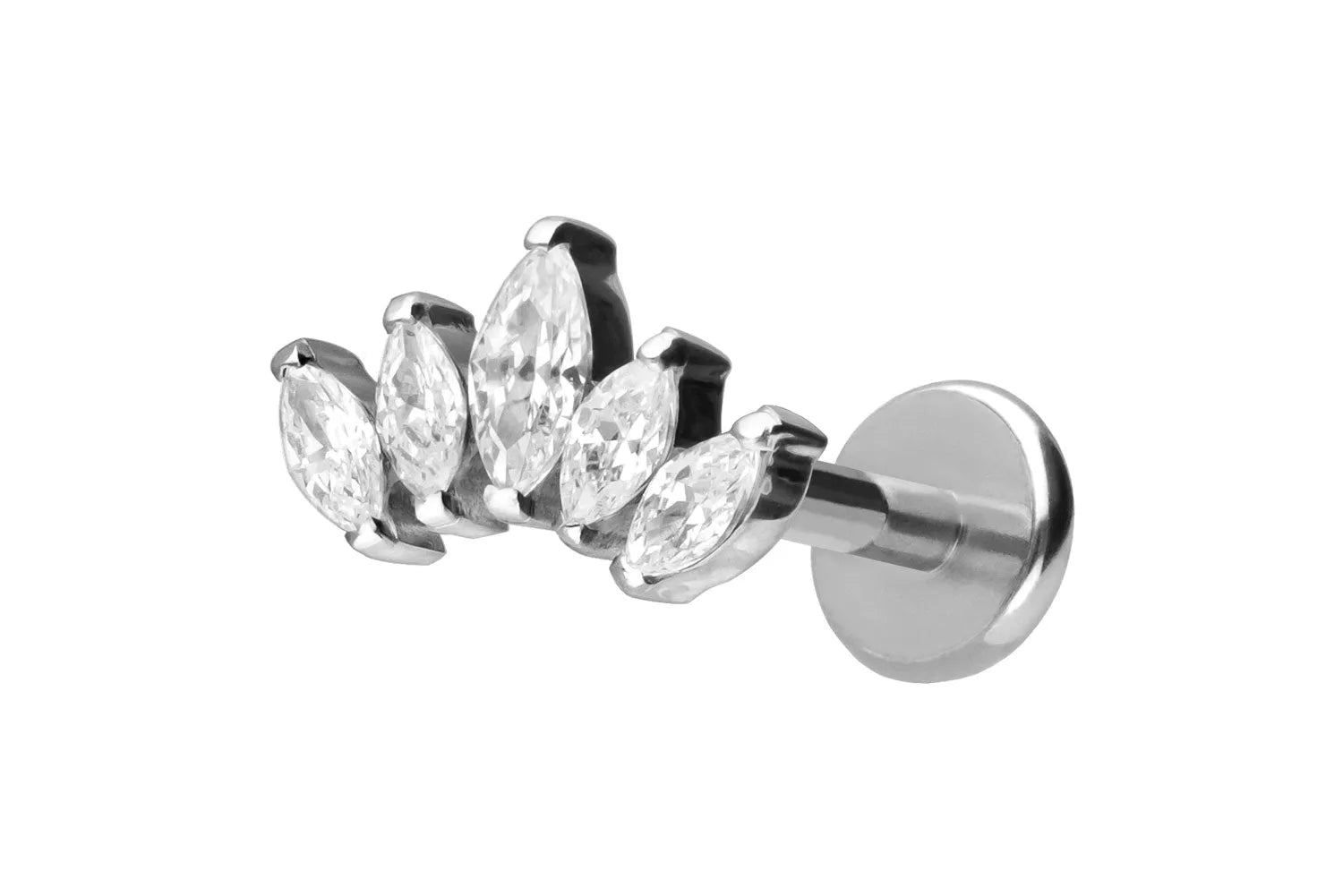 silver cartilage earring with a dainty curved design