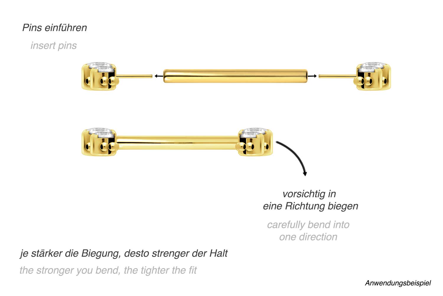 Titanium Push Pin Nipple Barbell - Beaded Crystals