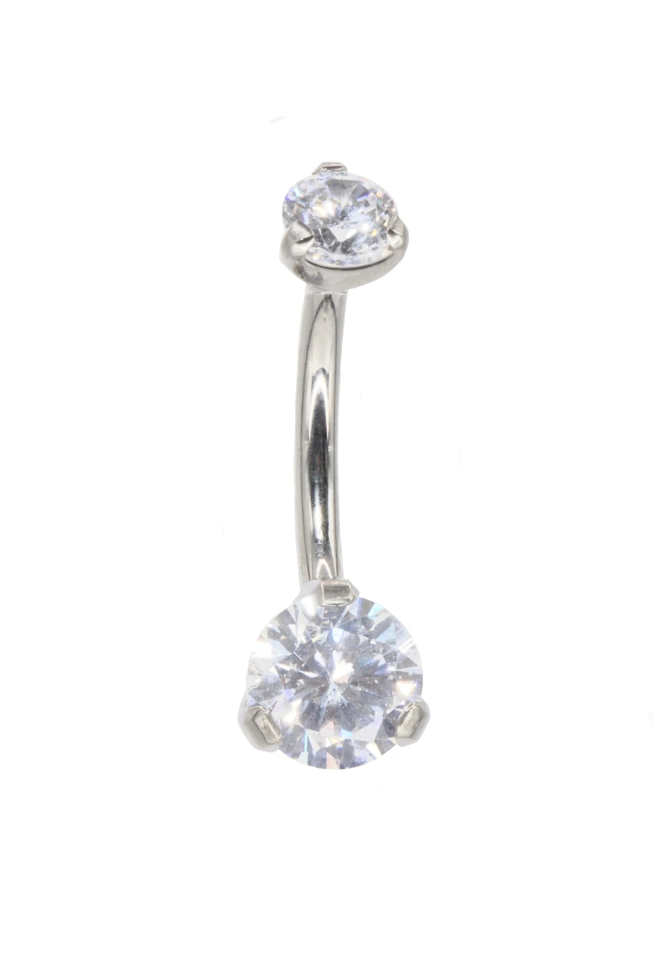diamond belly ring featuring 2 dainty crystals