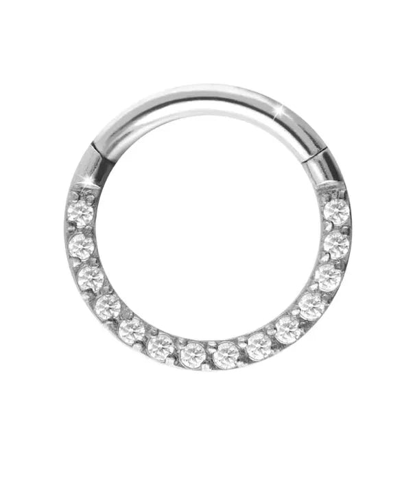 hypoallergenic white gold septum jewelry with dainty crystals