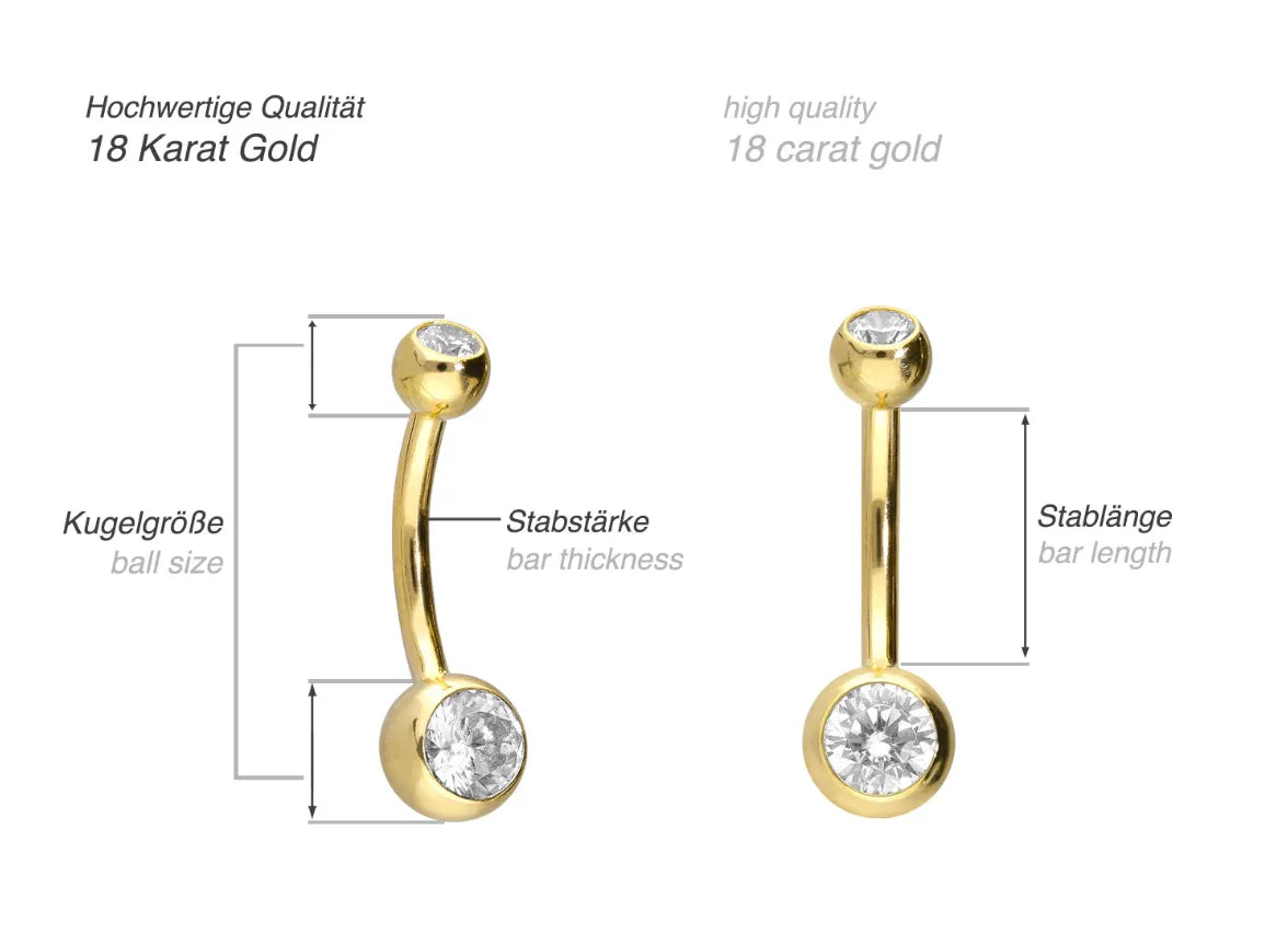 18K Gold Belly Button Ring - The Classic Mini