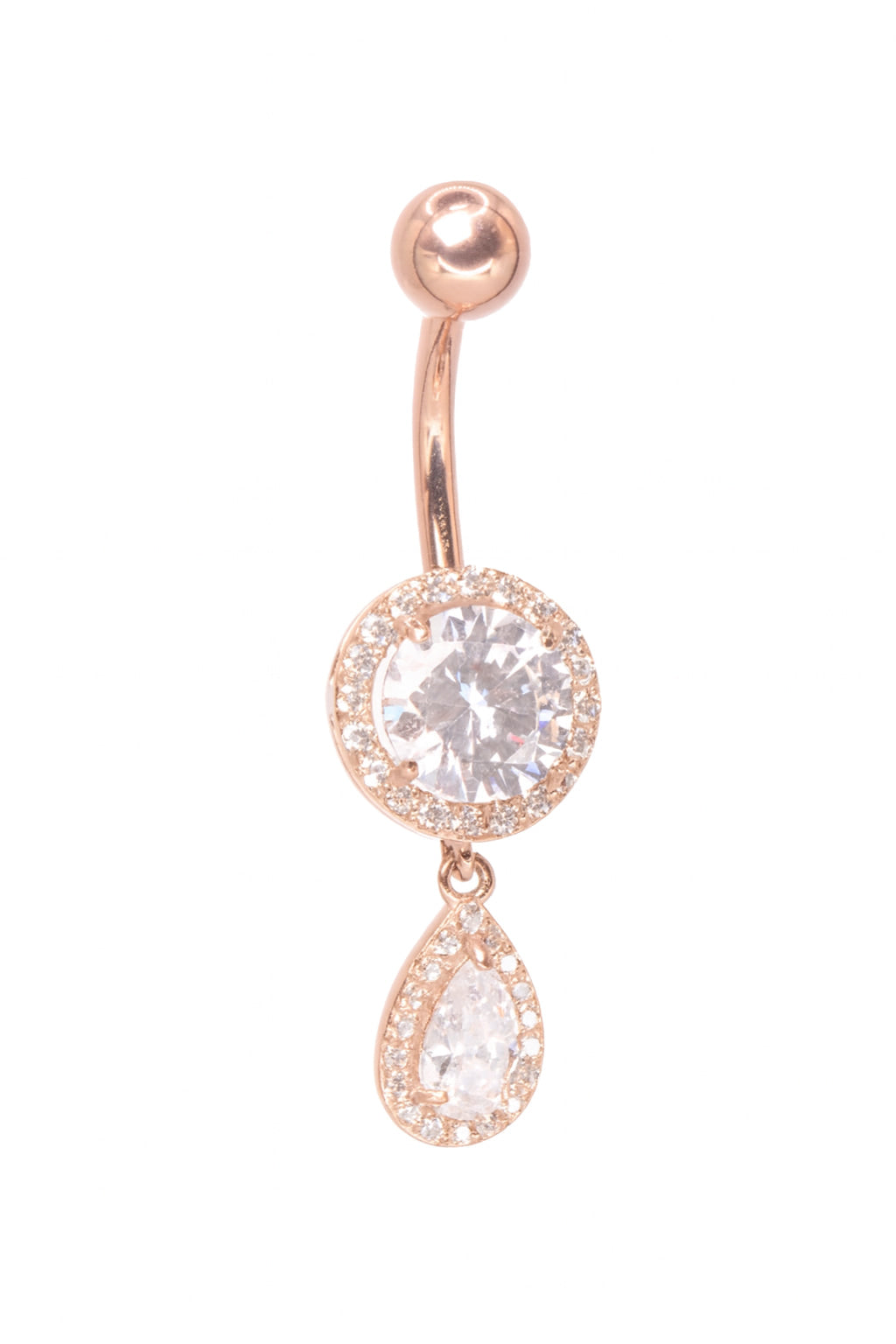 Surgical Steel Belly Button Ring - Exquisite Dangly Crystal